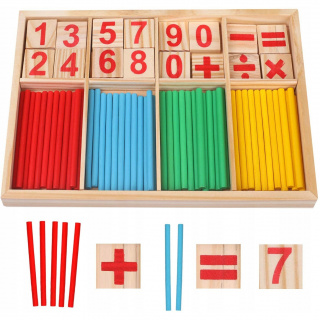 Holzzahlen, Stöcke für den Mathematikunterricht für Kinder 23x15x1,7cm