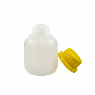 Flasche 100ml HDPE und gelber Verschluss mit Deckel