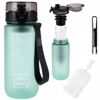 Sport wasserflasche mit Griff MomoWay helltürkis 600ml