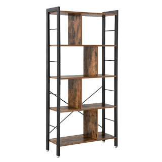 Bücherregal 74x30x154cm rustikales braunes Holzmetall