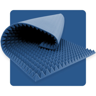Akustikschaumpanel Pyramide 200×100 cm 7 cm blau