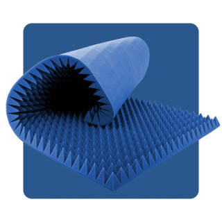 Akustikpaneelschaum Pyramide 200×100 cm 6 cm blau