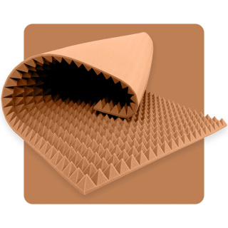 Akustikpaneelschaum Pyramide 200×100 cm 7 cm braun