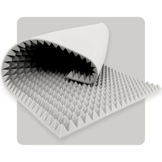 Akustikpaneelschaum Pyramide 200×100 cm 4 cm hellgrau