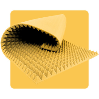 Akustikpaneelschaum Pyramide 200×100 cm 4 cm gelb
