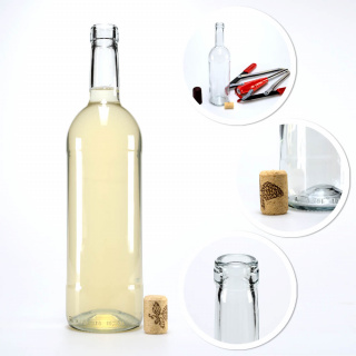 Glasweinflasche 750ml 31cm weiß