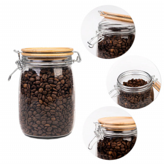 Glasgefäß 1000 ml 16 cm mit Holzdeckel