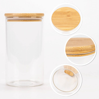 Glasgefäß 1000 ml 17 cm mit Holzverschlussdeckel