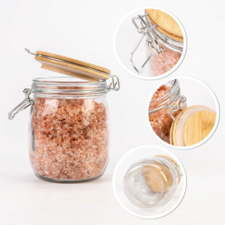 Glasgefäß 700 ml 14 cm mit Holzverschlussdeckel