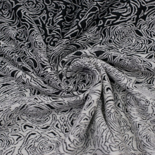 Jacquard-Strickstoff schwarz-weiß Blumen Bordüre 0,5m