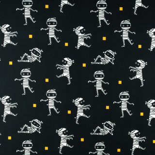 Sweatstoff mit Schlaufe schwarz Halloween Muster 0,5m