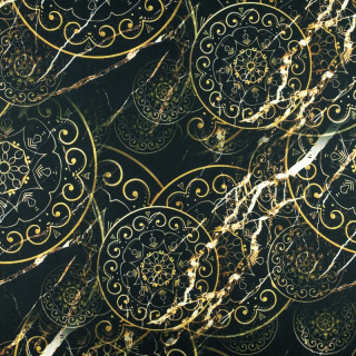 Sweatstoff mit Schlaufe schwarz orientalisches Muster 0,5m