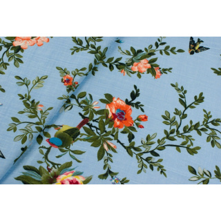 Popeline-Stoff hellblau Jacquard-Gewebe Blumen 0,5m