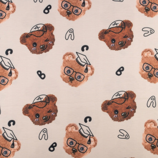 Beiger Sweatstoff Strickware Bärchenmuster 0,5m