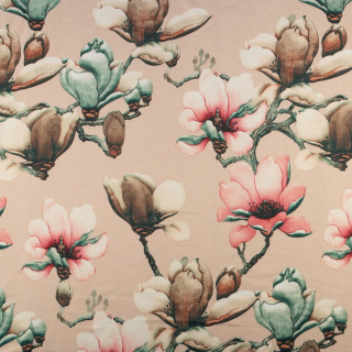 Stoff Jersey ITY beige glatt Blumen Strickware 0,5m