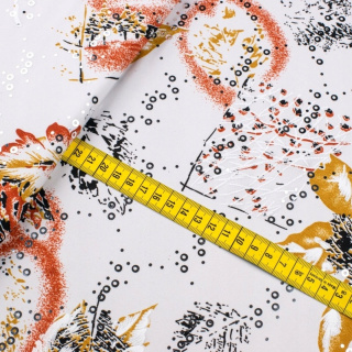 Stoff Jersey ITY weiß Blätter Strickware 0,5m