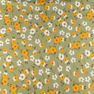 Stoff ITY beige glatt Blumen Strickware 0,5m