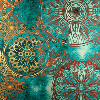 Stoff Jersey ITY grün orientalisches Muster Strickware 0,5m