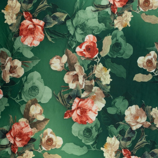 Stoff Jersey ITY grün glatt Blumen Strickware 0,5m