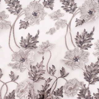 Stoff Spitze grau weich Blumen 0,5m