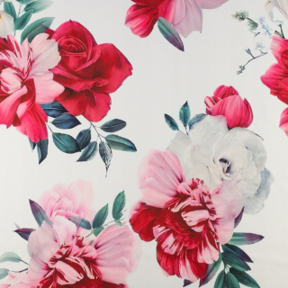 Stoff Barbie Marchiano cremefarben glatt Blumenmuster 0,5m