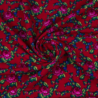 Stoff Krepp rot Volksmuster Bukowina 0,5m