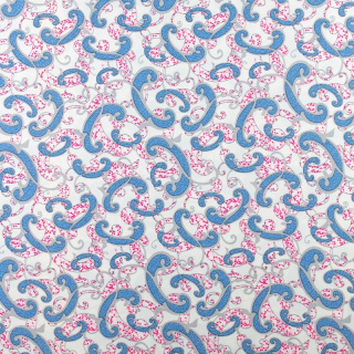 Stoff Silki blau elastisch Paisley Muster 0,5m