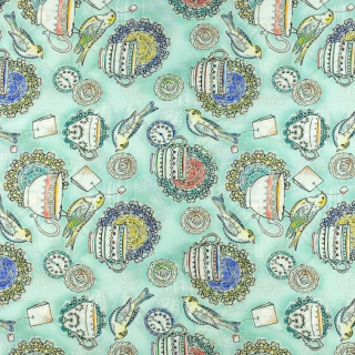 Stoff Silki Minze Tassen Stunden Muster 0,5m
