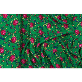 Stoff Kelly Krepp grün Volksmuster 0,5m