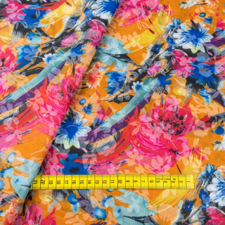 Stoff Chiffon orange glatt Blumen 0,5m