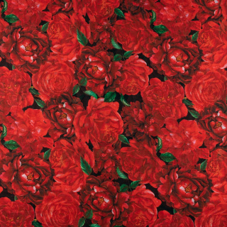 Chiffonstoff glatt rotes Blumenmuster 0,5m