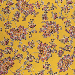 Stoff Chiffon dunkelgelb glatt Blumenmuster 0,5m