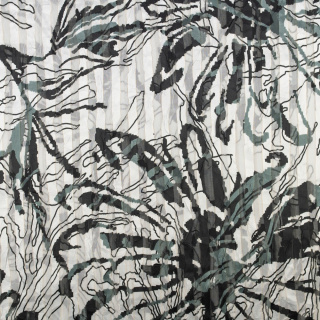 Stoff Chiffon grau glatt Blumenmuster 0,5m