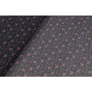 Stoff Chiffon schwarz glatt kleines Blumenmuster 0,5m