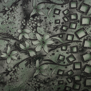 Chiffonstoff Bordüre einseitig glatt Blumen 0,5m