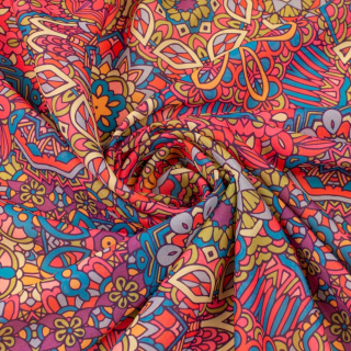 Stoff Chiffon rot glatt orientalisches Muster 0,5m