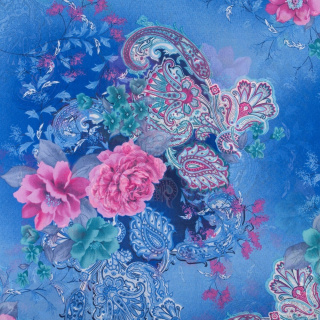 Chiffonstoff blau glatt orientalisches Muster 0,5m