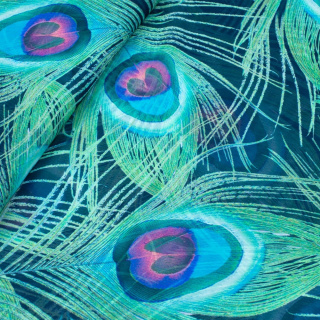 Chiffonstoff grün glatt Pfauenaugen Muster 0,5m