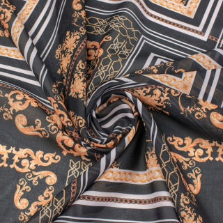 Stoff Chiffon schwarz glatt italienisches Muster 0,5m