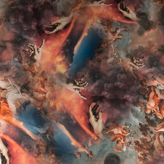 Seidenchiffonstoff rot glatt Freskomuster 0,5m