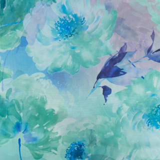 Chiffonstoff grün glatt Blumenmuster 0,5m