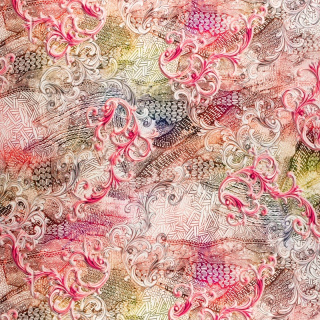 Viskosestoff rosa Ornamente 100% Viskose 0,5m