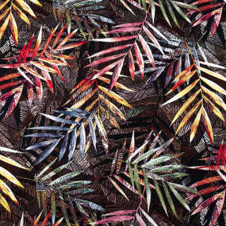 Viskosestoff schwarz Blätter Muster 100% Viskose 0,5m