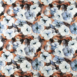 Viskosestoff braun-grau Blumen 100% Viskose 0,5m