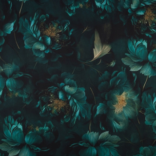 Stoff Viskose Twill grün glatt Blumenmuster 0,5m