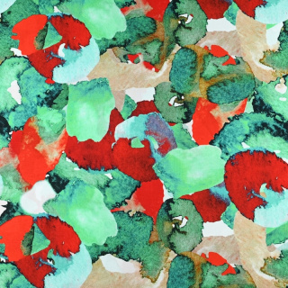 Stoff Viskose grün-rot 100% Viskose 0,5m