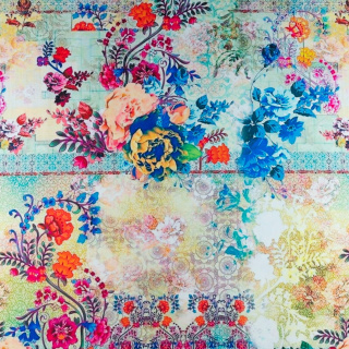 Stoff Viskose Twill farbig glatt Blumenmuster 0,5m