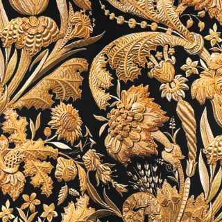 Stoff Viskose Twill schwarz glatt Blumenmuster 0,5m