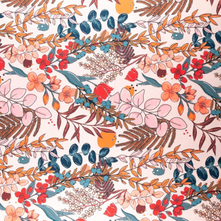 Stoff Viskose Twill hellrosa glatt Blumen 0,5m