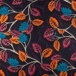 Viskose Twill Stoff lila glatt Blätter Muster 0,5m